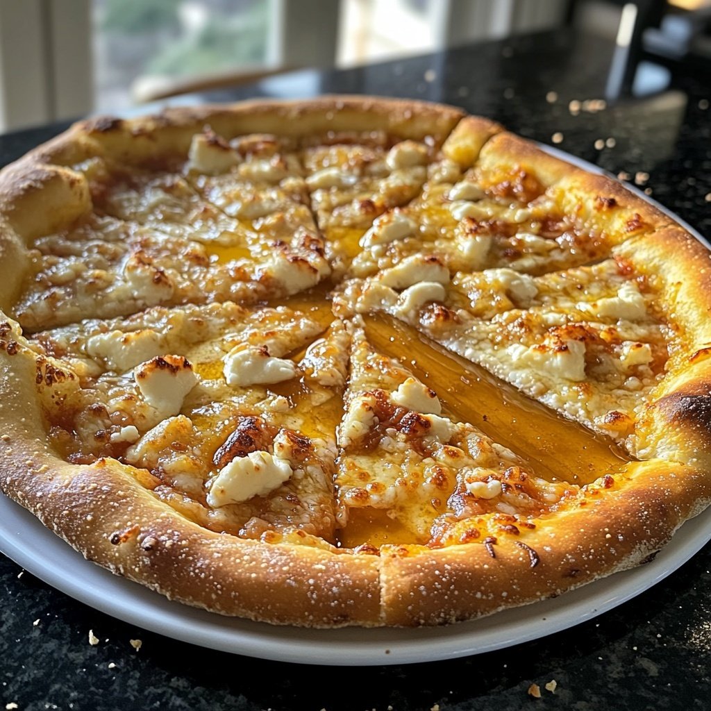 Pizza mit Ziegenkäse und Honig