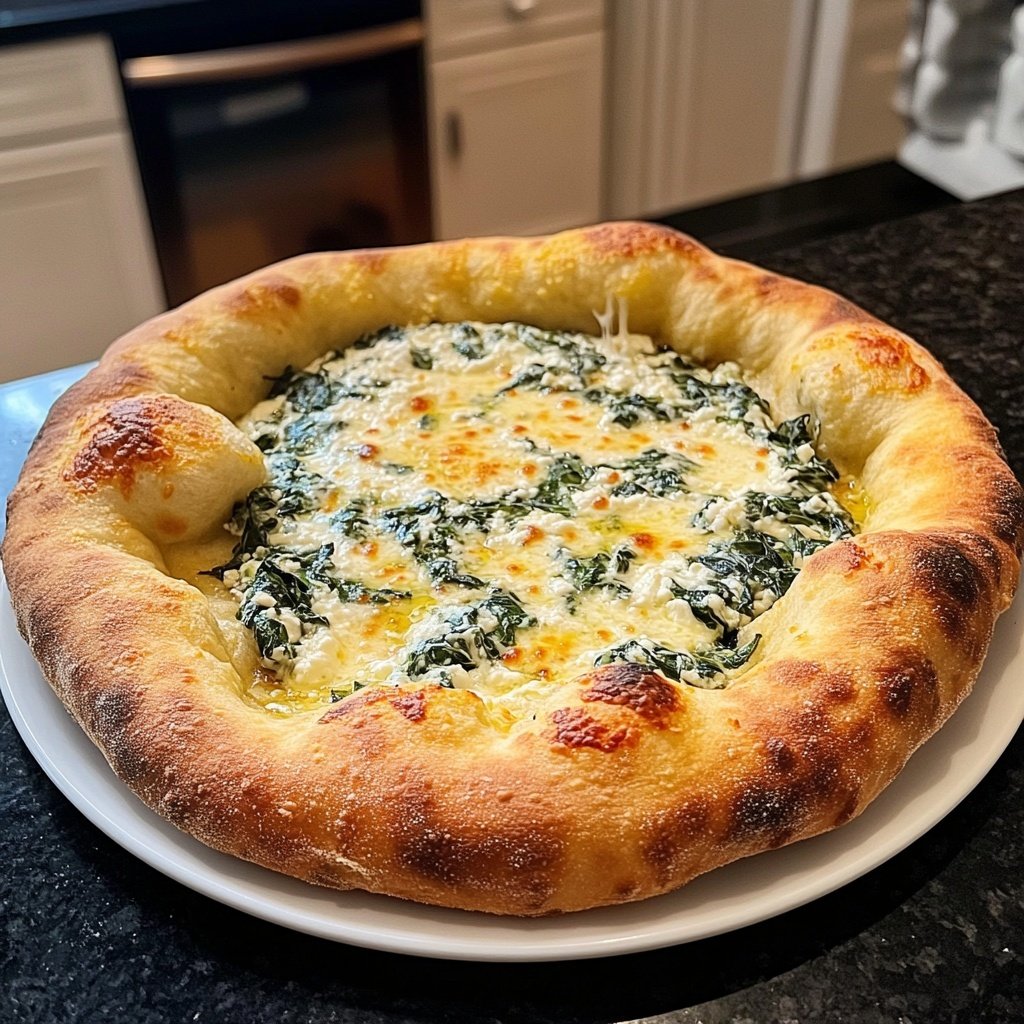 Pizza mit Spinat und Ricotta