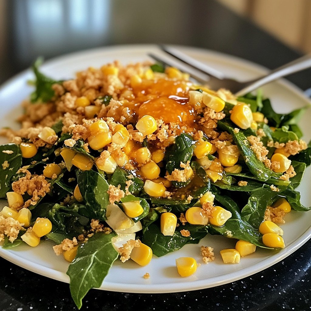 Chinakohl-Salat mit Mais und Honig-Senf-Dressing