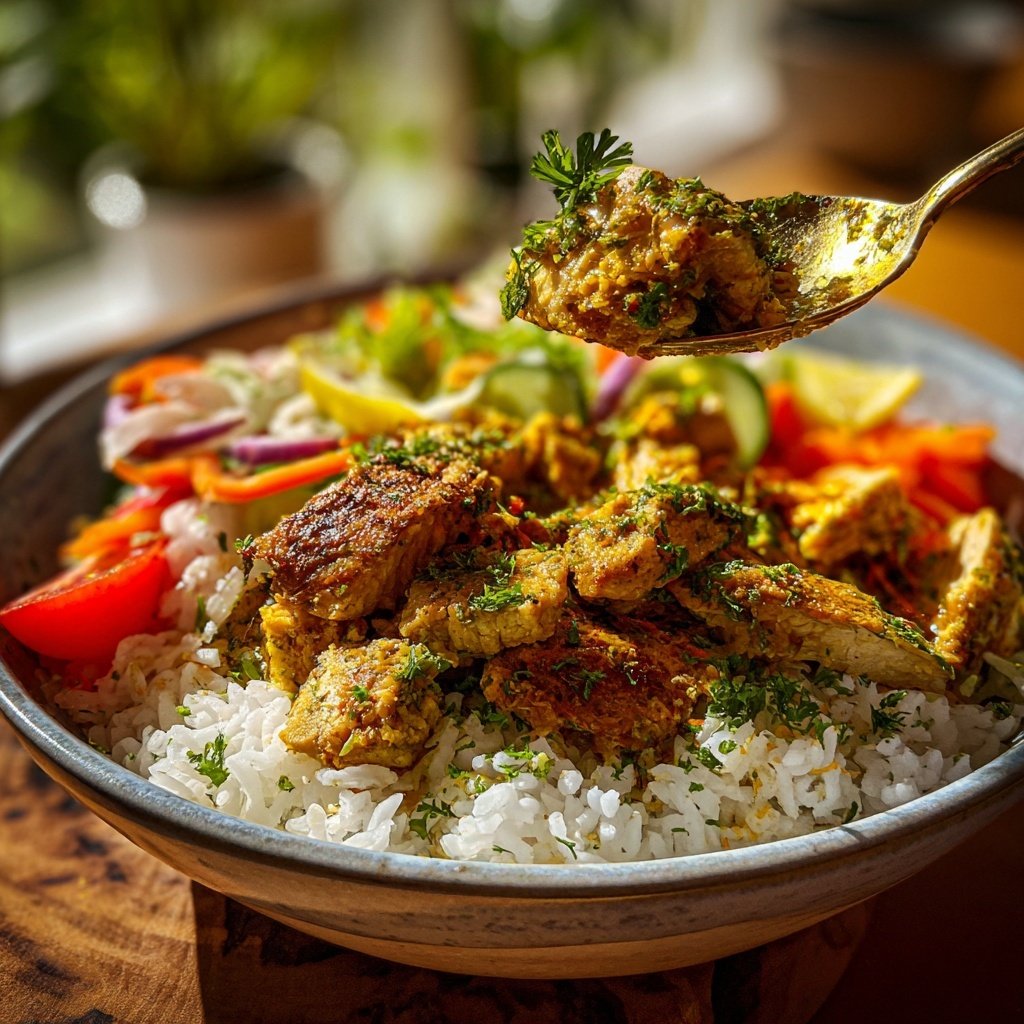 Kalorienarme Hähnchen Bowl Mit Reis