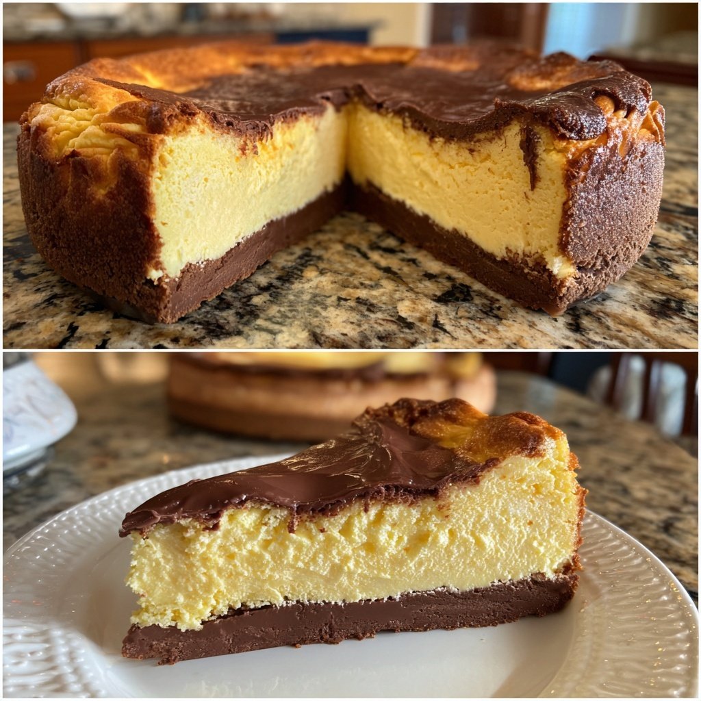 Käsekuchen mit Schokoboden